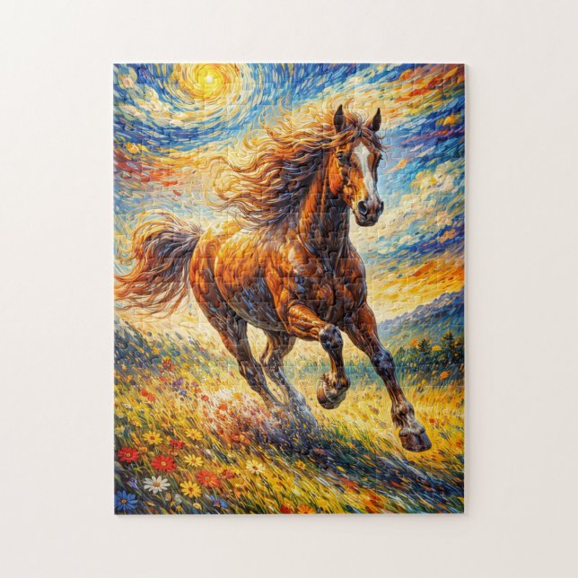 Puzzle Caballo Dorado del Viento (Vertical)