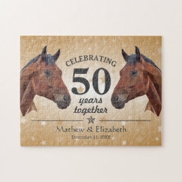 Puzzle Caballo Elegante Personalizado en Oro Aniversario 