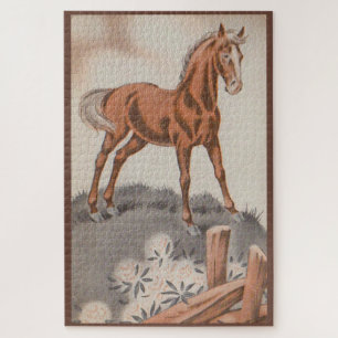Puzzle caballo feliz en marrón