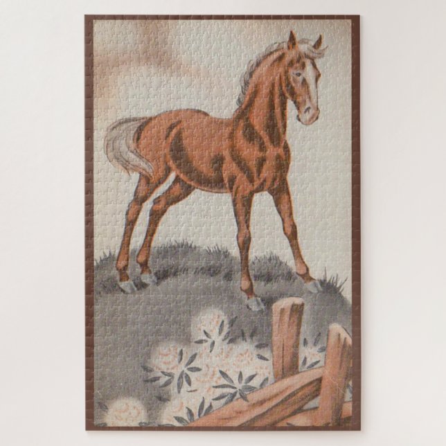 Puzzle caballo feliz en marrón (Vertical)