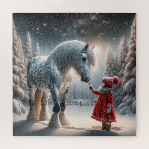 Puzzle Caballo gris de invierno