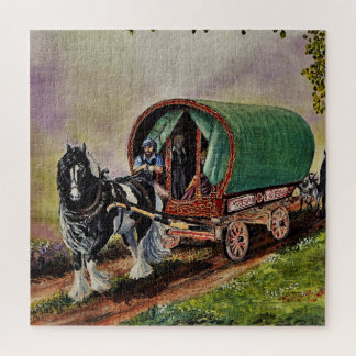 Puzzle Caballo Gypsy Vanner Tapiz de vagón irlandés