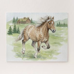Puzzle Caballo islandés Stjarna galopando en prado