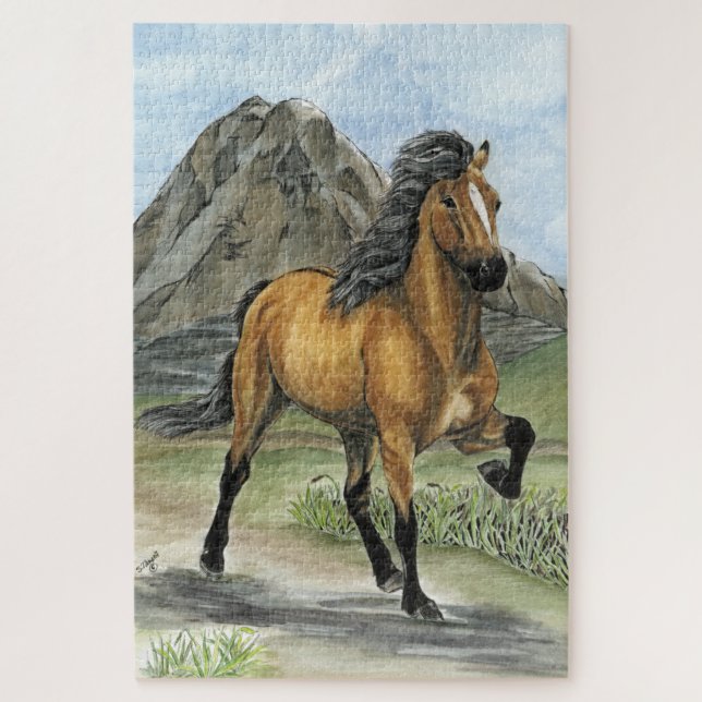Puzzle Caballo islandés y montaña Golden Tolt (Vertical)
