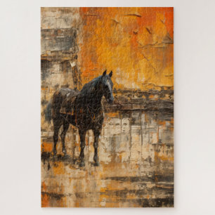 Puzzle Caballo majestuoso al atardecer abstracto