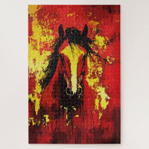 Puzzle Caballo Majestuoso – Espíritu Ardiente en Oro y Ro