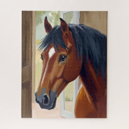 Puzzle Caballo Marrón Acuarela Animal País Granero