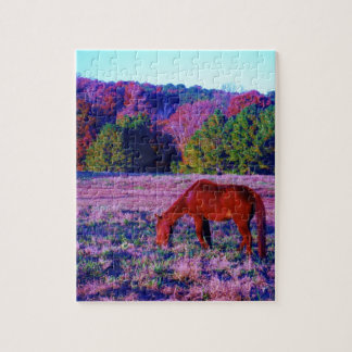 Puzzle Caballo marrón en Grasa Morada