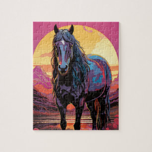 Puzzle Caballo morado de atardecer