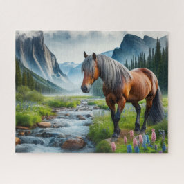 Puzzle Caballo Mustang acuarela