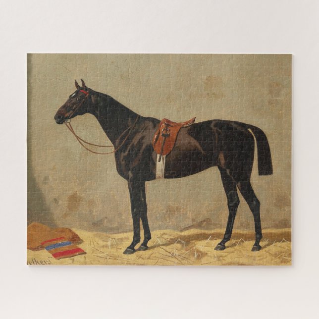 Puzzle Caballo negro estable | Emil Volkers (Horizontal)