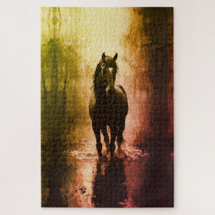 Puzzle Caballo Negro Místico – Fantasía Oscura Ecuestre