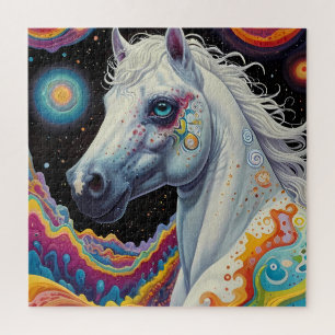 Puzzle Caballo pintado caprichosamente: Un espacio abstra