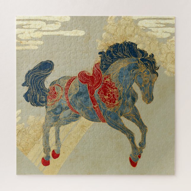 Puzzle Caballo Real Azul Ornate  (Vertical)