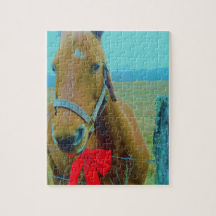 Puzzle Caballo retro de Navidad