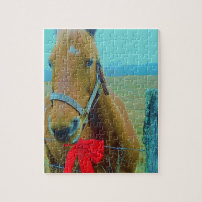 Puzzle Caballo retro de Navidad (Vertical)