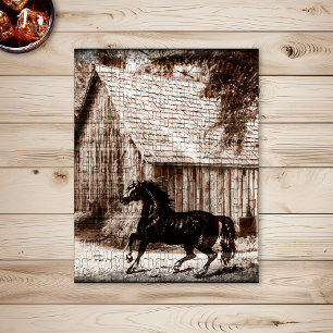 Puzzle Caballo rústico de granero