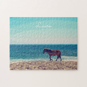 Puzzle Caballo salvaje de playa personalizado