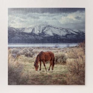 Puzzle Caballo salvaje: El paisaje invernal de Nevada.