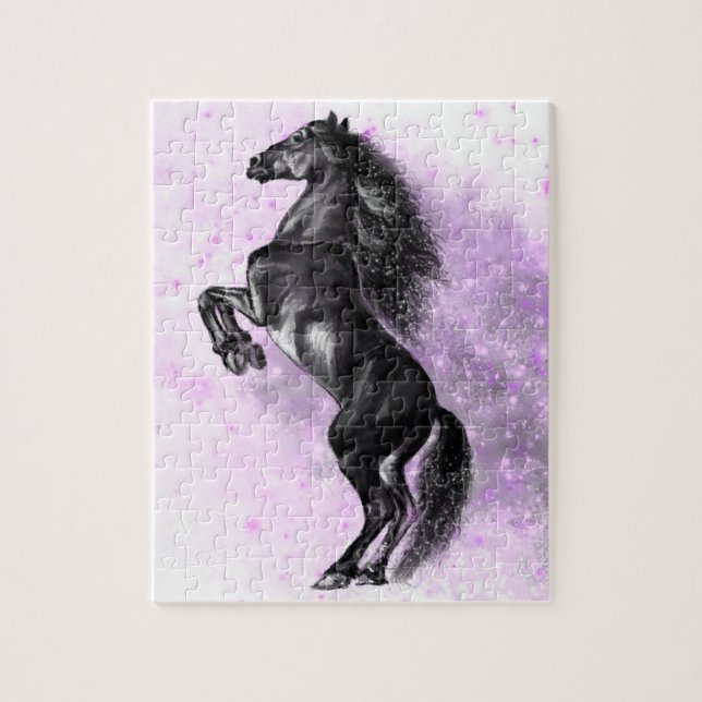 Puzzle Caballo salvaje negro vertical - Dibujo negro y bl (Vertical)