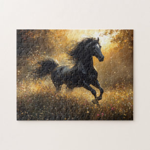 Puzzle Caballo salvaje Stallion Mustang negro
