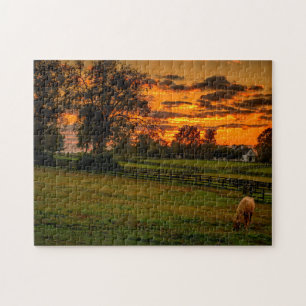 Puzzle Caballo solitario al atardecer