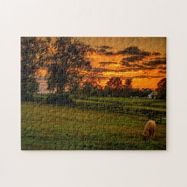 Puzzle Caballo solitario al atardecer (Horizontal)