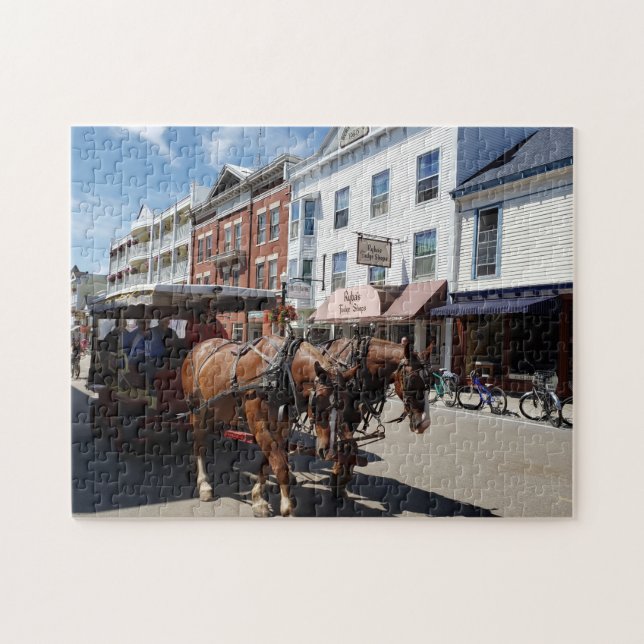 Puzzle Caballo y transporte en la isla Mackinac, Michigan (Horizontal)