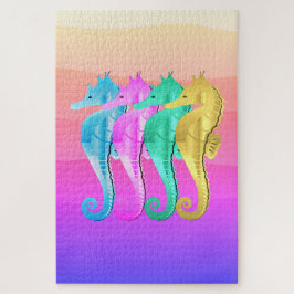 Puzzle Caballos acuáticos/rosa/azul/oro lanzan pillo