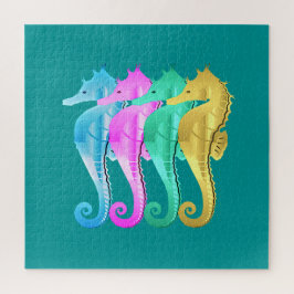 Puzzle Caballos acuáticos/rosa/azul/oro lanzan pillo