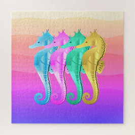 Puzzle Caballos acuáticos/rosa/azul/oro lanzan pillo
