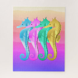 Puzzle Caballos acuáticos/rosa/azul/oro lanzan pillo