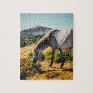 Puzzle Caballos blancos y grises brillando con sol brilla