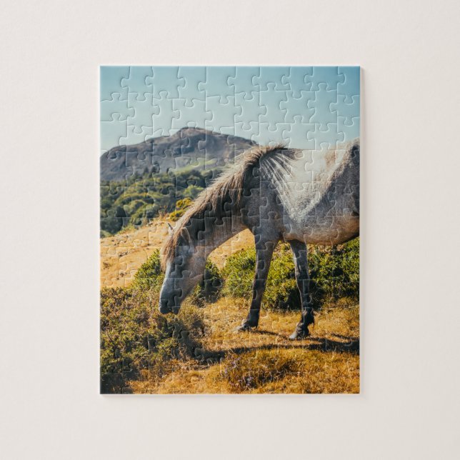 Puzzle Caballos blancos y grises brillando con sol brilla (Vertical)