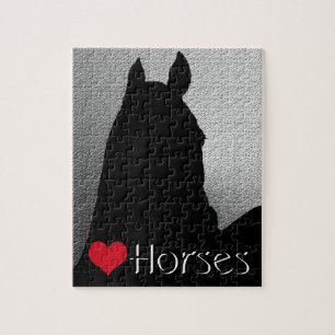 Puzzle Caballos cardíacos I Corazón Rojo (metálico platea