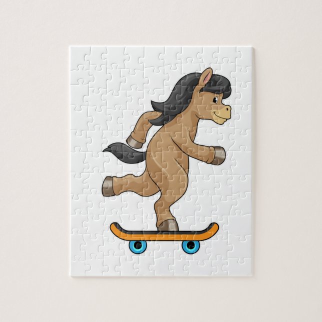 Puzzle Caballos como patinador con patineta (Vertical)