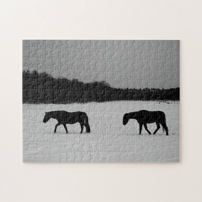 Puzzle Caballos con nieve 11x14 252pc jpcnm (Horizontal)