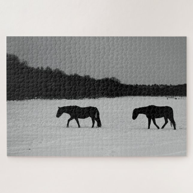 Puzzle Caballos con nieve 20x30 1014pc jpcna (Horizontal)