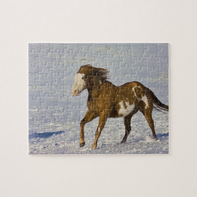 Puzzle Caballos corriendo en nieve (Horizontal)