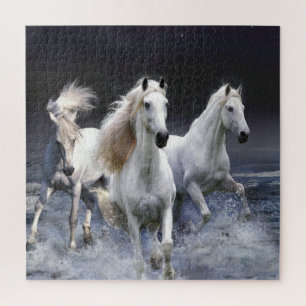 Puzzle Caballos corriendo lanzando almohada