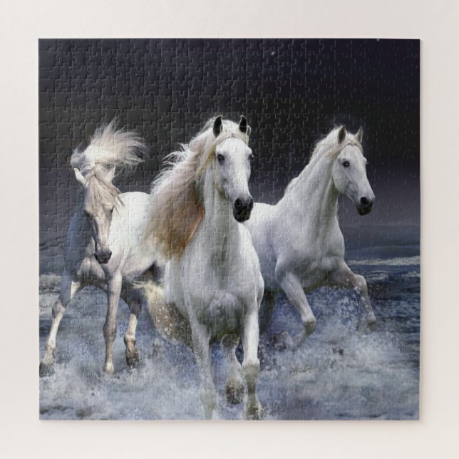Puzzle Caballos corriendo lanzando almohada (Vertical)