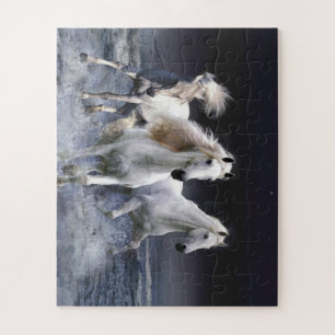 Puzzle Caballos corriendo lanzando almohada
