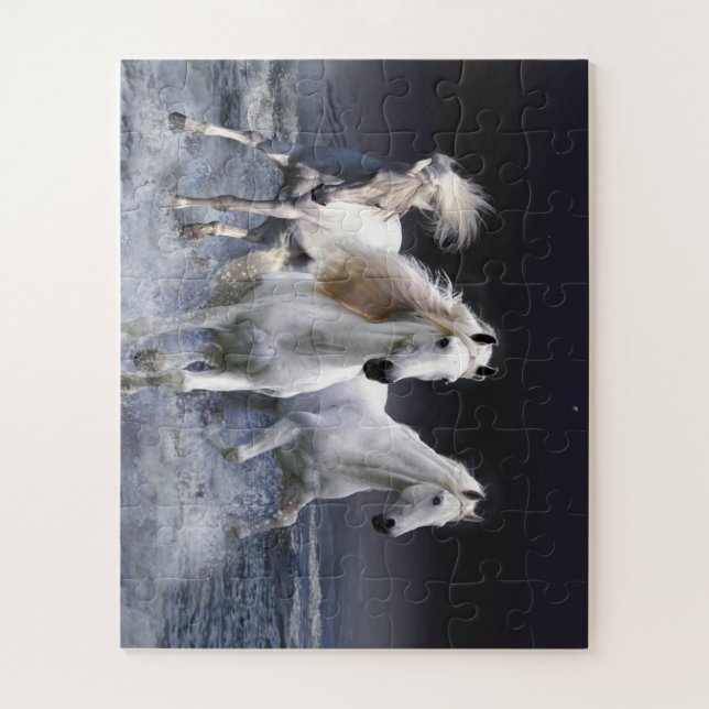 Puzzle Caballos corriendo lanzando almohada (Vertical)