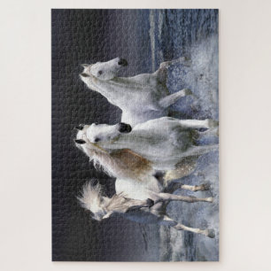 Puzzle Caballos corriendo lanzando almohada