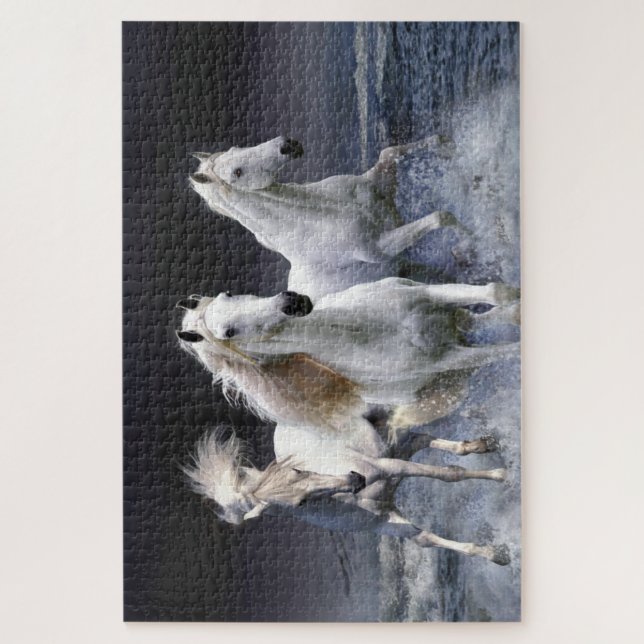 Puzzle Caballos corriendo lanzando almohada (Vertical)