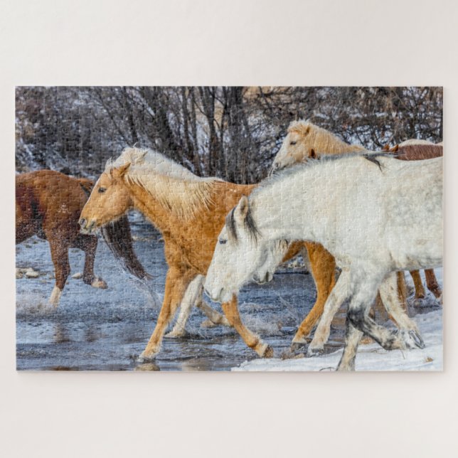 Puzzle Caballos cruzando la corriente (Horizontal)