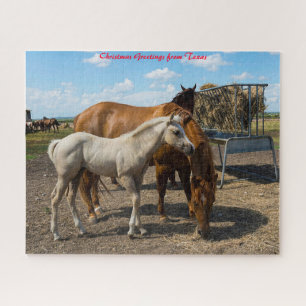 Puzzle Caballos Cuarto de Milla Texas. Saludos de Navidad