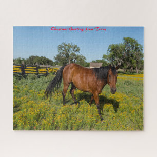 Puzzle Caballos Cuarto de Milla Texas. Saludos de Navidad