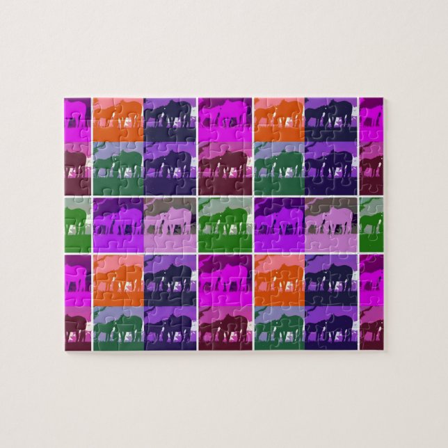 Puzzle Caballos de arte pop multicolor (Horizontal)