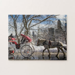 Puzzle Caballos de carro del invierno en Central Park